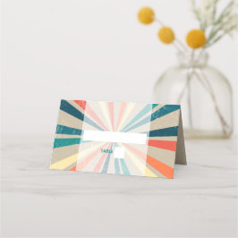 Kleurrijke Retro Rainbow Sunburst Weddenschap Plaatskaartje