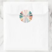 Kleurrijke Retro Rainbow Sunburst Weddenschap Ronde Sticker (Tas)