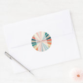 Kleurrijke Retro Rainbow Sunburst Weddenschap Ronde Sticker (Envelop)