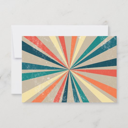 Kleurrijke Retro Rainbow Sunburst Weddenschap RSVP Kaartje (Achterkant)