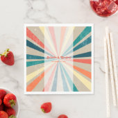 Kleurrijke Retro Rainbow Sunburst Weddenschap Servet (Insitu)