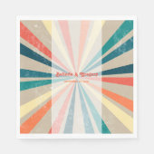 Kleurrijke Retro Rainbow Sunburst Weddenschap Servet (Voorkant)