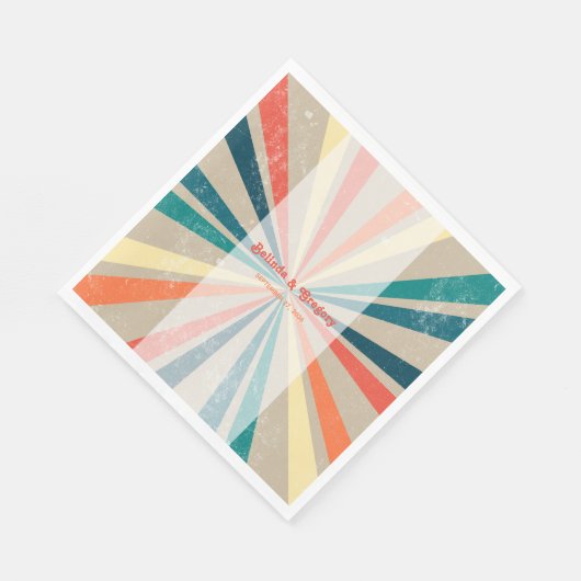 Kleurrijke Retro Rainbow Sunburst Weddenschap Servet (Hoek)