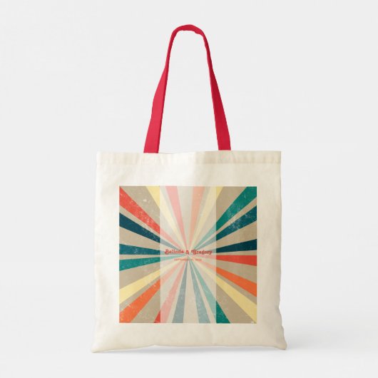 Kleurrijke Retro Rainbow Sunburst Weddenschap Tote Bag (Achterkant)