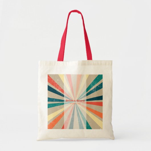Kleurrijke Retro Rainbow Sunburst Weddenschap Tote Bag (Voorkant)