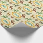 Kleurrijke Retro Regen-Herten Vrolijk Kerstfeest Cadeaupapier (Hoek)