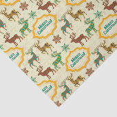 Kleurrijke Retro Regen-Herten Vrolijk Kerstfeest Tissuepapier (Detail)