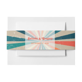 Kleurrijke Retro Regenboog Zonneuitbarsting Huweli Uitnodigingen Wikkel