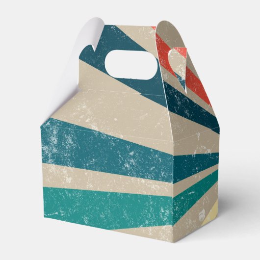 Kleurrijke Retro Regenboog Zonneuitbarsting Trouw Bedankdoosjes (Achterkant)