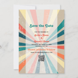 Kleurrijke Retro Regenboog Zonneuitbarsting Trouw Save The Date