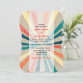 Kleurrijke Retro Regenboog Zonneuitbarsting Trouwd Kaart (Staand voorkant)