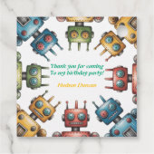 Kleurrijke Retro Robots Jongen Verjaardagsfeest Bedankjes Labels (Achterkant)