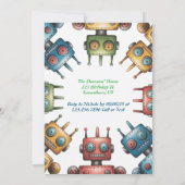 Kleurrijke Retro Robots Jongen Verjaardagsfeest Kaart (Achterkant)