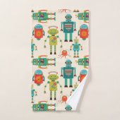 Kleurrijke Retro Robots Patroon Bad Handdoek (Handdoek)