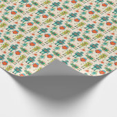 Kleurrijke Retro Robots Patroon Cadeaupapier (Hoek)