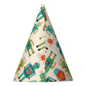 Kleurrijke Retro Robots Patroon Feesthoedjes (Achterkant)