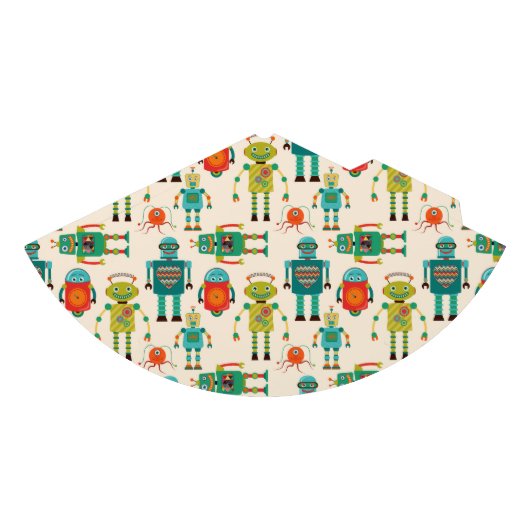 Kleurrijke Retro Robots Patroon Feesthoedjes (Voorkant)