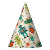 Kleurrijke Retro Robots Patroon Feesthoedjes (Links)