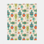 Kleurrijke Retro Robots Patroon Fleece Deken (Voorkant)