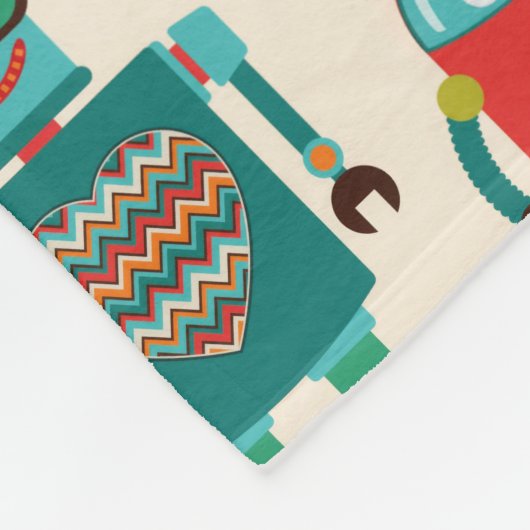 Kleurrijke Retro Robots Patroon Fleece Deken (Hoek)