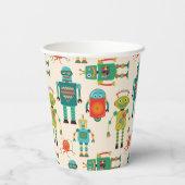 Kleurrijke Retro Robots Patroon Papieren Bekers (Achterkant)
