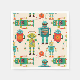 Kleurrijke Retro Robots Patroon Servet