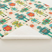 Kleurrijke Retro Robots Patroon Sherpa Deken (3/4)