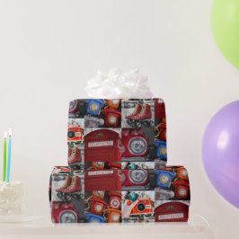 Kleurrijke Retro Rode Esthetische  Fotocollage Cadeaupapier