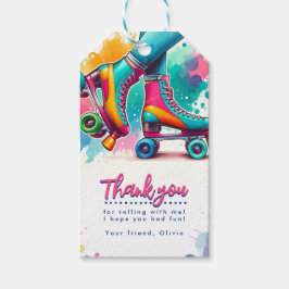 Kleurrijke Retro Roller Schaats Verjaardag Dank u Cadeaulabel