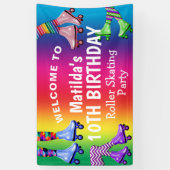 Kleurrijke Retro Roller Schaats Verjaardag Spandoek (Verticaal)