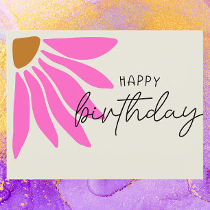 Kleurrijke Retro Roze Bloemige Gelukkige Verjaarda Briefkaart
