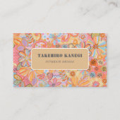 Kleurrijke Retro Roze en blauwe Koraal Bloempatroo Visitekaartje (Voorkant)