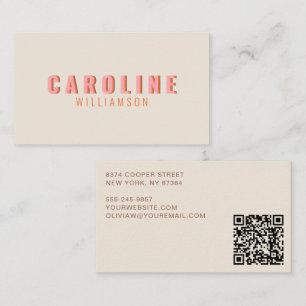 Kleurrijke Retro Roze Oranje QR Code Kleine Zakeli Visitekaartje