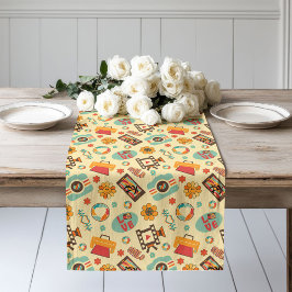 Kleurrijke Retro Runner Groovy Pastel Eetkamer Vre Lange Tafelloper