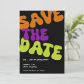 Kleurrijke Retro Save the Date Bruiloft Aankondigi Kaart (Staand voorkant)
