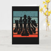 Kleurrijke retro schaakfiguren kaart (Gele Bloem)