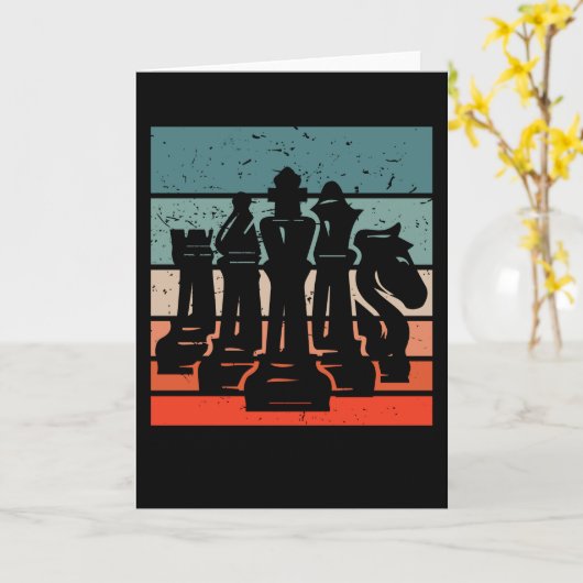 Kleurrijke retro schaakstukken kaart (Gele Bloem)