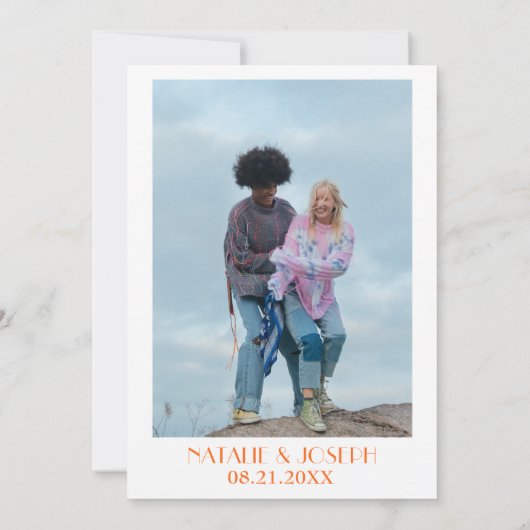 Kleurrijke Retro Schattigee Heldere  Fotobruiloft Save The Date (Achterkant)