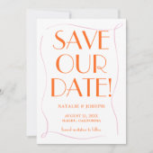 Kleurrijke Retro Schattigee Heldere  Unieke Huweli Save The Date (Voorkant)