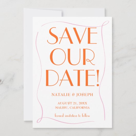 Kleurrijke Retro Schattigee Heldere  Unieke Huweli Save The Date (Voorkant)