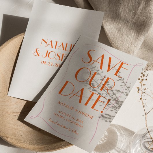 Kleurrijke Retro Schattigee Heldere  Unieke Huweli Save The Date