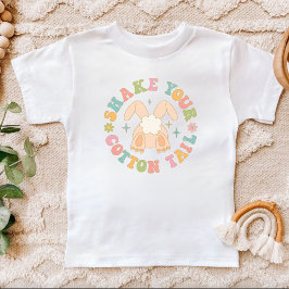 Kleurrijke retro schud je katoenen staartkonijn Pa Kinder Shirts