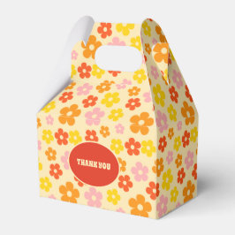 Kleurrijke Retro Sinaasappel Boho Flower 50ste ver Bedankdoosjes