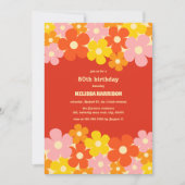 Kleurrijke Retro Sinaasappel Boho Flower 50ste ver Kaart (Voorkant)