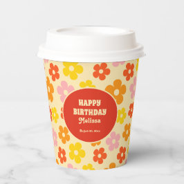 Kleurrijke Retro Sinaasappel Boho Flower 50ste ver Papieren Bekers