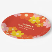 Kleurrijke Retro Sinaasappel Boho Flower 50ste ver Papieren Bordje (Gekanteld)