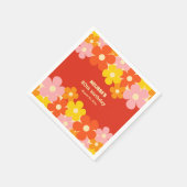 Kleurrijke Retro Sinaasappel Boho Flower 50ste ver Servet (Hoek)