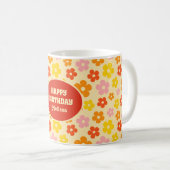 Kleurrijke Retro Sinaasappel Boho Flower Happy Bir Koffiemok (Voorkant rechts)