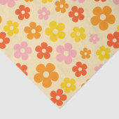 Kleurrijke Retro Sinaasappel Boho Flower Happy Bir Tissuepapier (Detail)