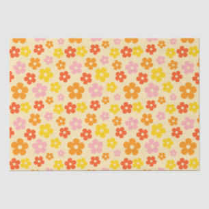Kleurrijke Retro Sinaasappel Boho Flower Happy Bir Tissuepapier